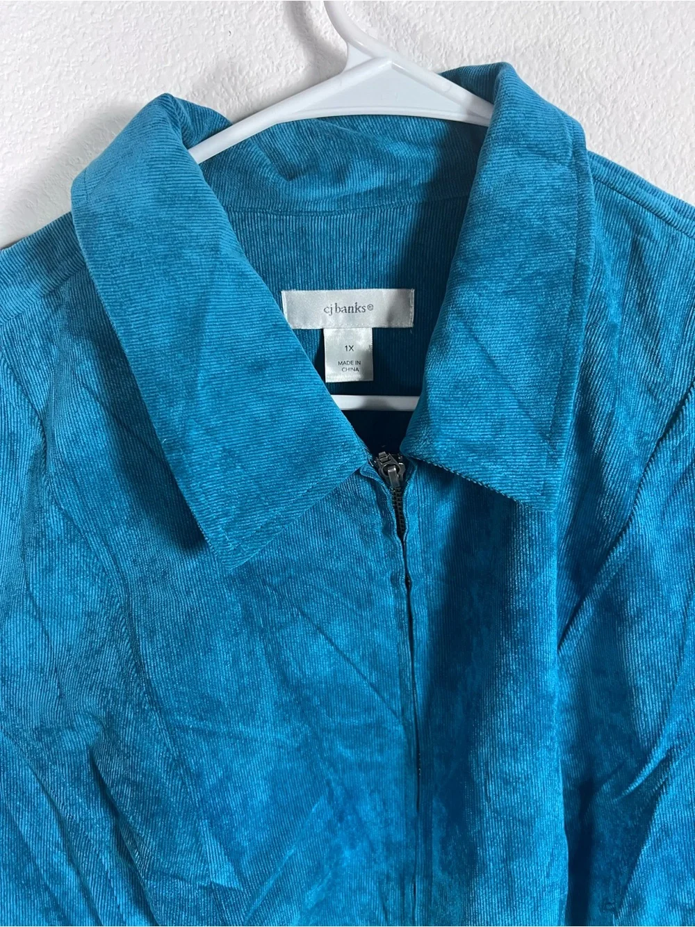 CJ Banks Blue Teal Zip-Front Women's Jacket Size 1X - Picture 3 of 6
